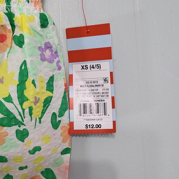 Cat & Jack Girls NWT Multi Floral Smock Short Sleeve Peplum Top Size XS (4/5) - Picture 3 of 7